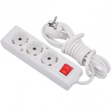 Πολύπριζο 3 Θέσεων Με Διακόπτη & Καλώδιο 3x1.5mm 5m Λευκό 47135